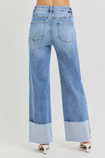 Load image into Gallery viewer, High Rise- Ankle Wide Cuff Jeans
