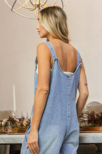 Load image into Gallery viewer, Washed Denim Overall Jumpsuit
