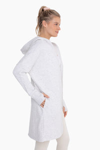 Longline Fleece Cardigan with Hood