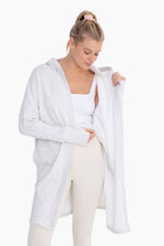 Load image into Gallery viewer, Longline Fleece Cardigan with Hood
