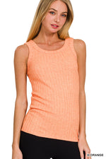 Load image into Gallery viewer, Ribbed scoop neck tank
