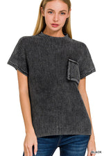 Load image into Gallery viewer, Mock Neck short sleeve sweater
