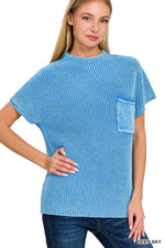 Load image into Gallery viewer, Mock Neck short sleeve sweater

