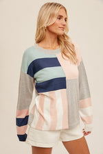 Load image into Gallery viewer, Mixed stripe color block sweater
