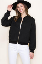 Load image into Gallery viewer, Textured Bomber Jacket-Black
