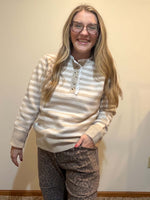 Load image into Gallery viewer, Lace &amp; Stripe Sweater
