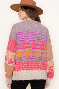 Floral block sweater