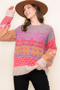 Floral block sweater