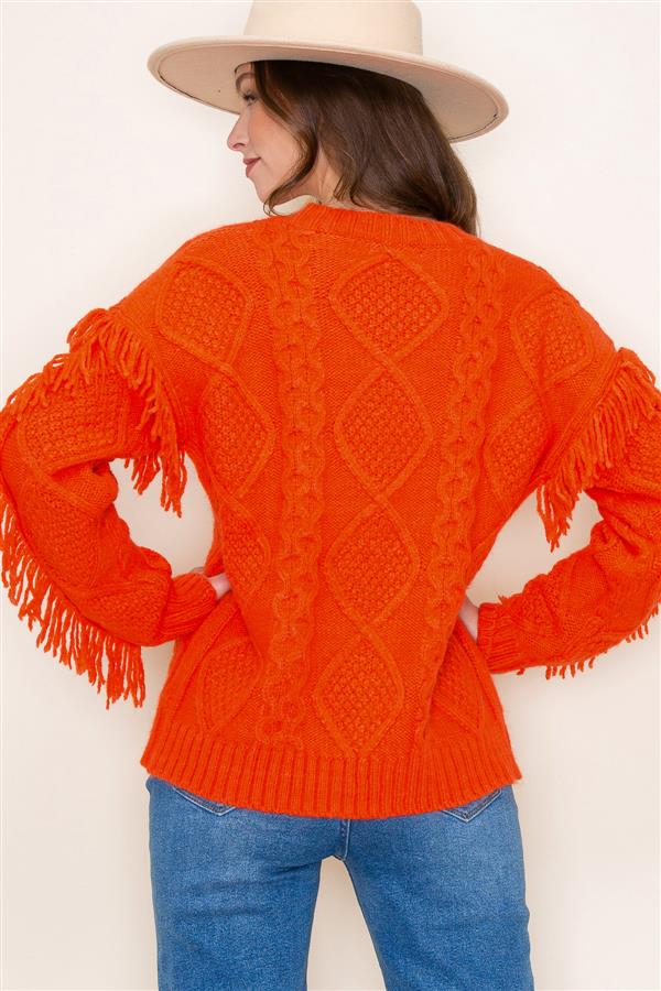Orange Tassel Sweater