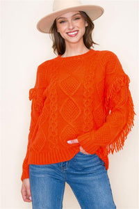 Orange Tassel Sweater