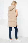 Puffer Vest with hood- Taupe