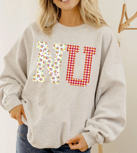 NE floral & plaid Crewneck