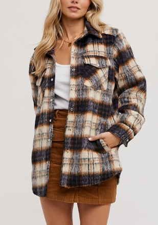 Brushed Flannel Plaid Shaket