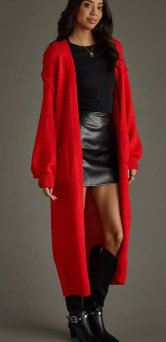 Duster Cardigan- Red