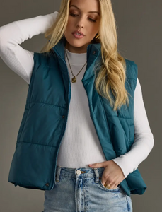Quilted Vest- Teal