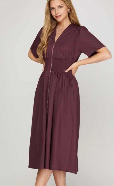 Plum Smocked Dress