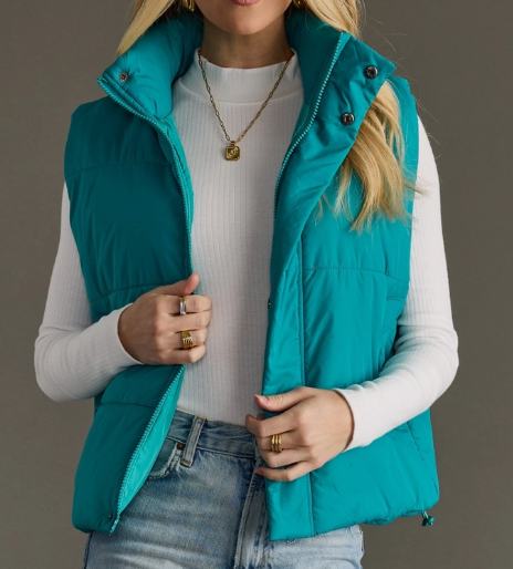 Quilted Vest- Light teal