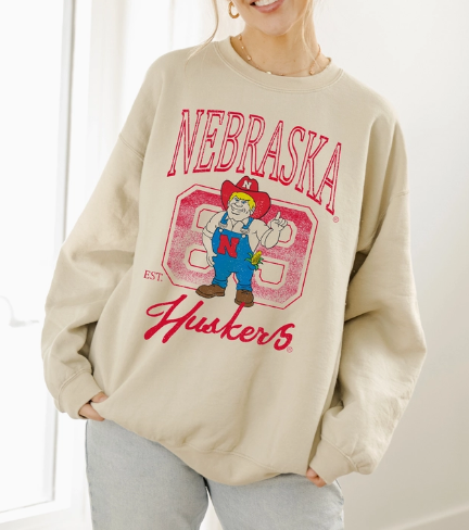 NE Huskers mascot Crewneck