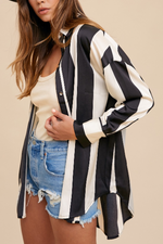 Load image into Gallery viewer, Striped Satin Button up

