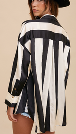 Load image into Gallery viewer, Striped Satin Button up

