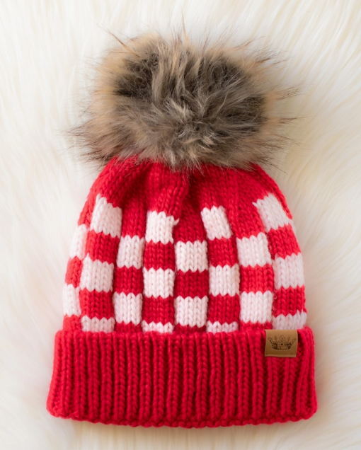 Checkered Pom Beanie