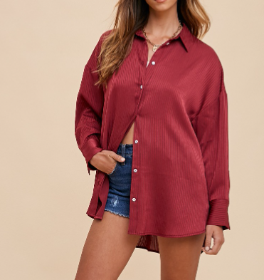 Stripe Silky Button Up