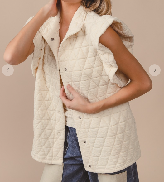 Quilted Ruffle Vest