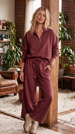 Load image into Gallery viewer, Scuba Half Zip Pullover &amp; Wide Leg Pants Set
