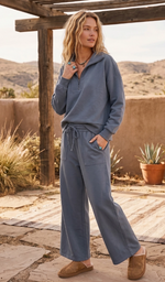 Load image into Gallery viewer, Scuba Half Zip Pullover &amp; Wide Leg Pants Set
