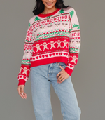 Load image into Gallery viewer, Pink Crop Christmas Sweater
