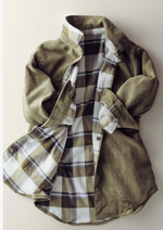 Load image into Gallery viewer, Plaid Lined Corduroy Flannel Shacket
