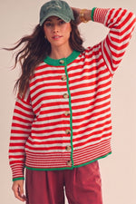 Load image into Gallery viewer, Holiday Stripe Cardigan
