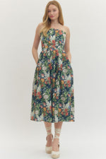 Load image into Gallery viewer, Floral strapless midi
