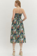 Load image into Gallery viewer, Floral strapless midi
