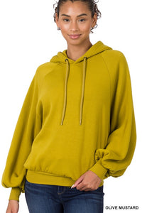 Relaxed Fit Comfort Hoodie- Olive Mustard