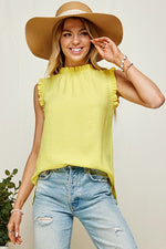 Load image into Gallery viewer, Mock neck with ruffle sleeveless top
