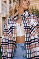 Load image into Gallery viewer, On Edge Shacket- Pink Plaid
