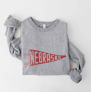Nebraska Flag Sweatshirt-Athletic Heather