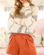 Load image into Gallery viewer, Tweed Color Block Sweater
