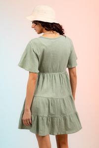 Short Sleeve Mini Dress Sage