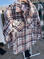 Load image into Gallery viewer, On Edge Shacket- Pink Plaid
