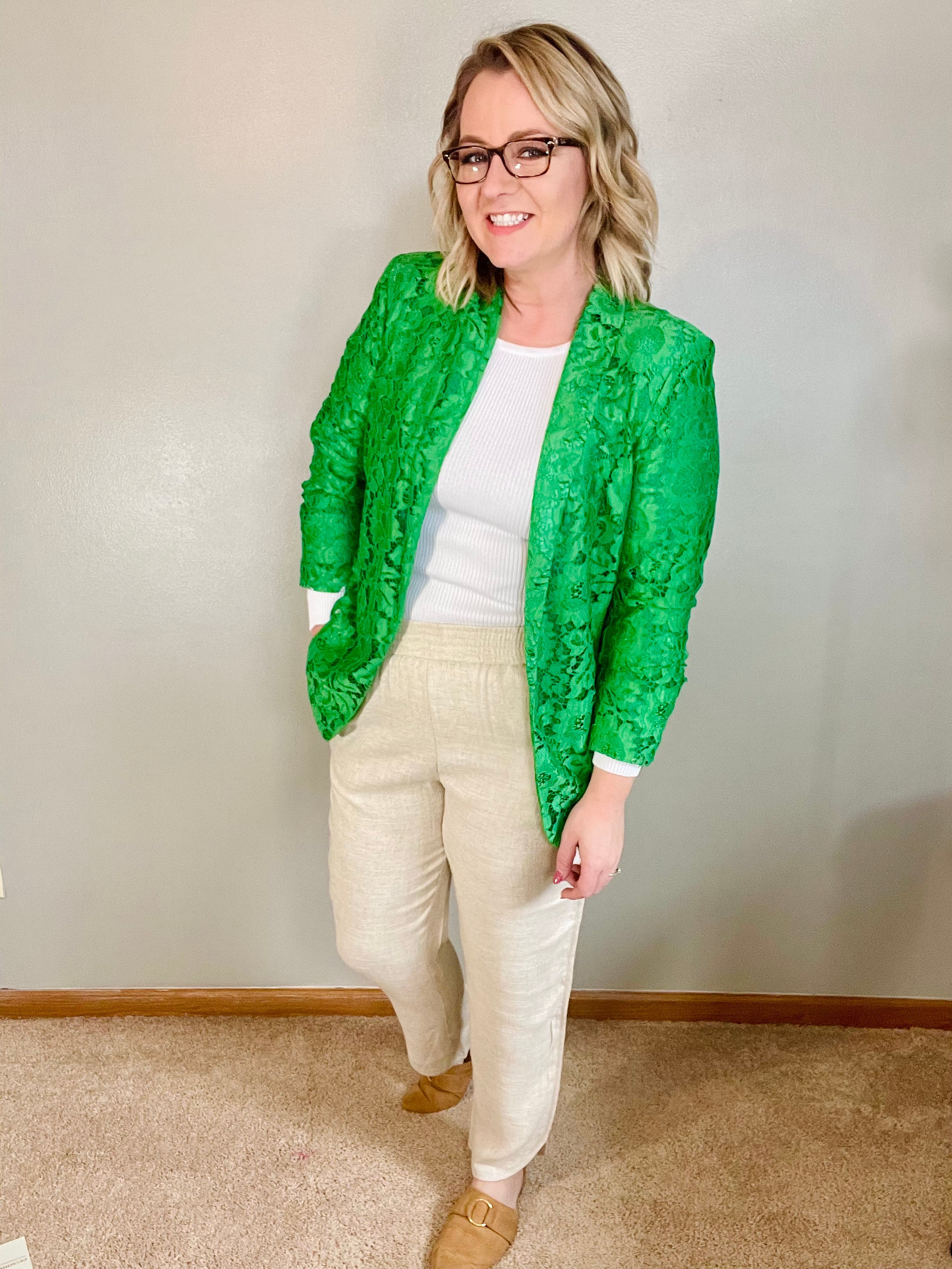 The Lace Blazer- Kelly Green