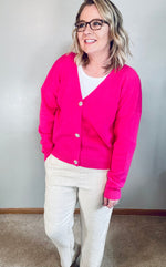 Load image into Gallery viewer, Elegant Buttons Sweater- Fuchsia
