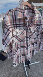 Load and play video in Gallery viewer, On Edge Shacket- Pink Plaid
